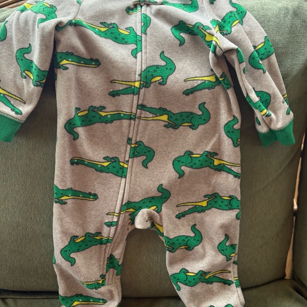 Playful Alligator & camper boys  Print Kids Footie - soft warm fleece